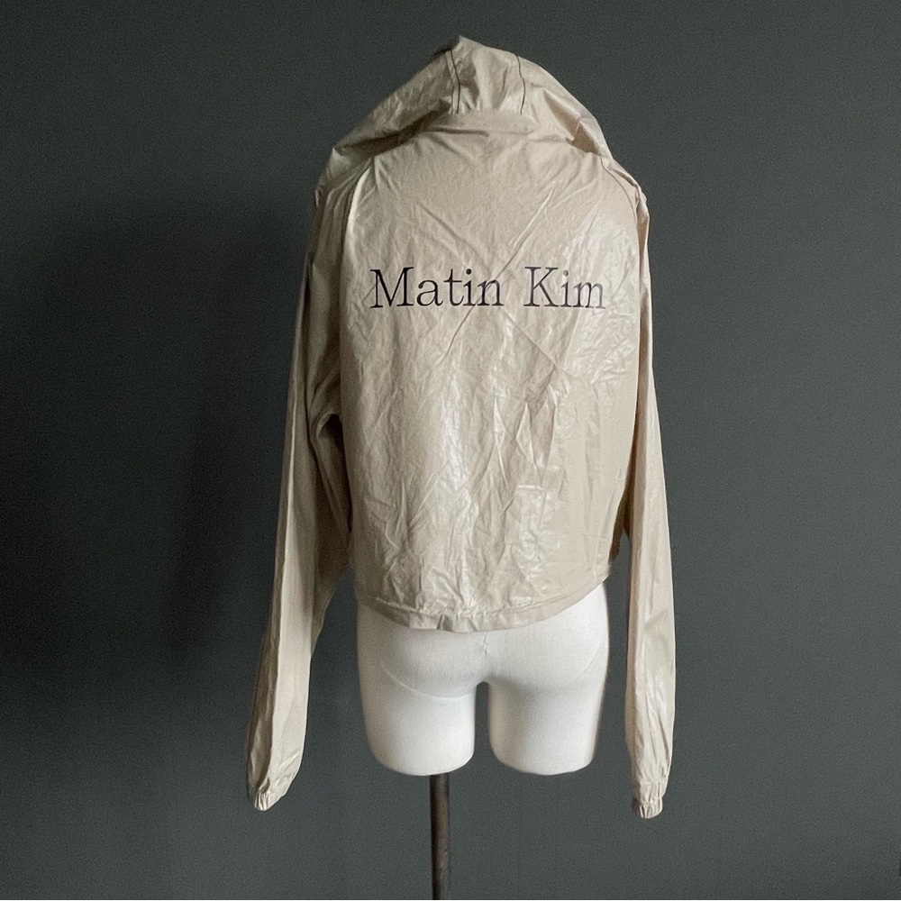 Matin Kim Cream Cropped Hooded Zip Jacket Sporty Minimal Seoul Korean Streetwear